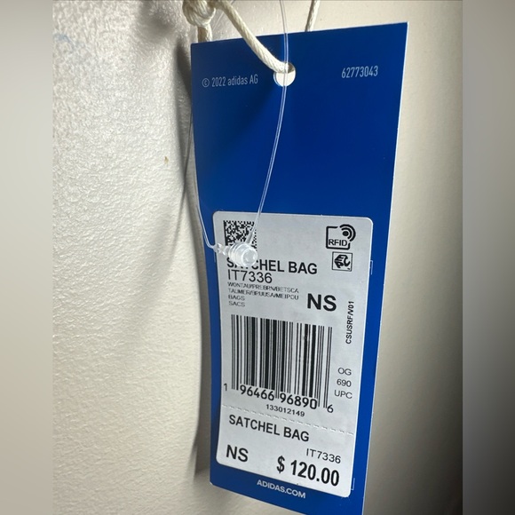 New Adidas Trefoil Monogram Jacquard Suede Satchel Bag Wonder Taupe - Picture 4 of 5